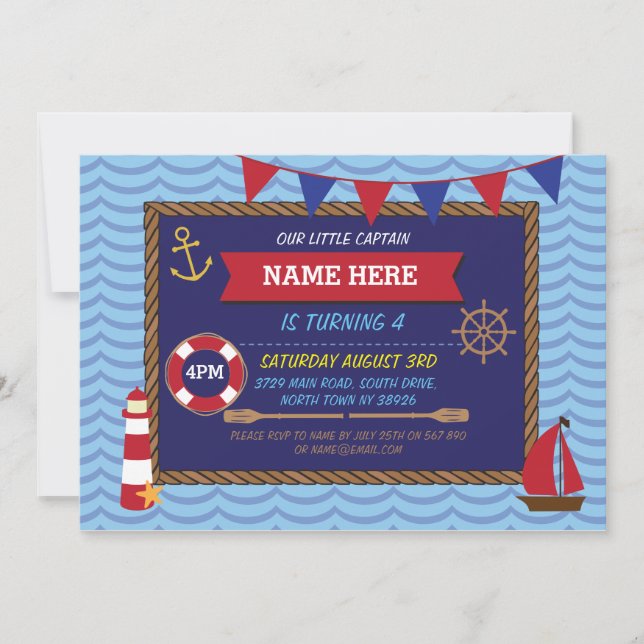 Invitación a piratas de barco marinero del partido (Anverso)