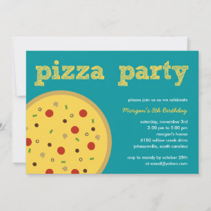 Invitación a Pizza Party (Turquesa)