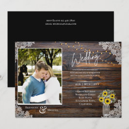 Invitación a plantilla de Boda de fotos de girasol