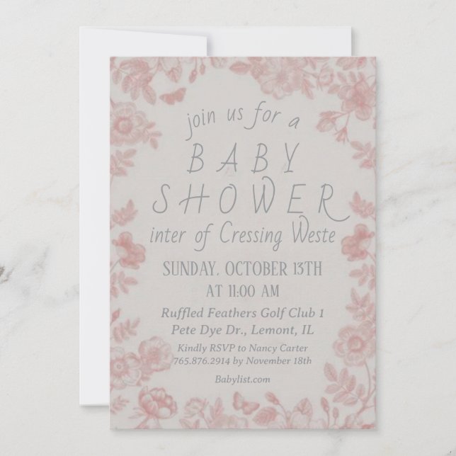 Invitación a plantilla de invitación de Baby Showe (Anverso)
