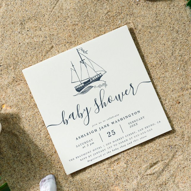 Invitación a plaza Baby Shower Nautical de barco n (Subido por el creador)