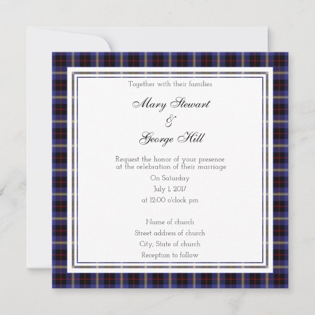 Invitación a Plaza Boda de Escocia (Anverso)