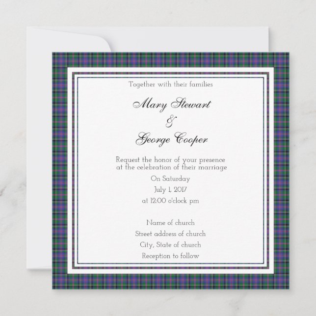 Invitación a Plaza Boda de Escocia Cooper (Anverso)