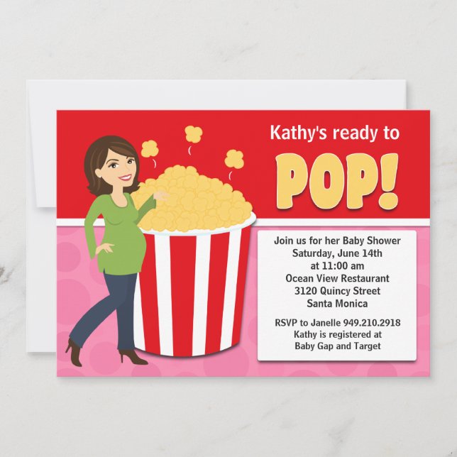 Invitación a Popcorn Baby Shower (Anverso)