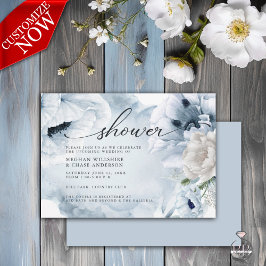 Invitación a Poppies Rustic Blue Floral