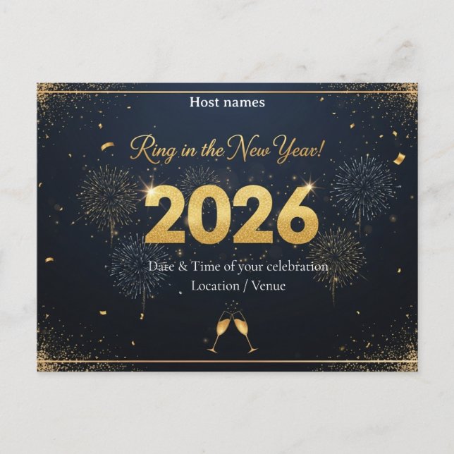 Invitación a postales de Año Nuevo - 2026 (Anverso)