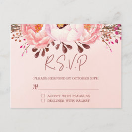 Invitación a postales de Boda de Rubor Floral RSVP