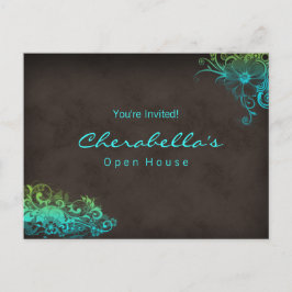 Invitación a postales de color azul turquesa