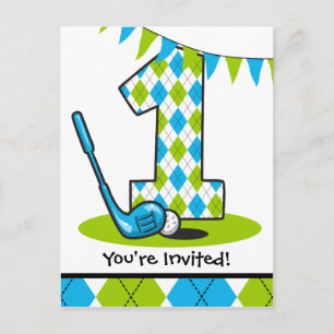 Invitación a postales de cumpleaños de Argyle Golf