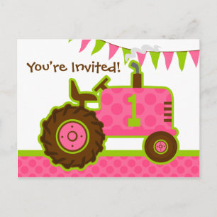 Invitación a postales de cumpleaños de Tractor ros