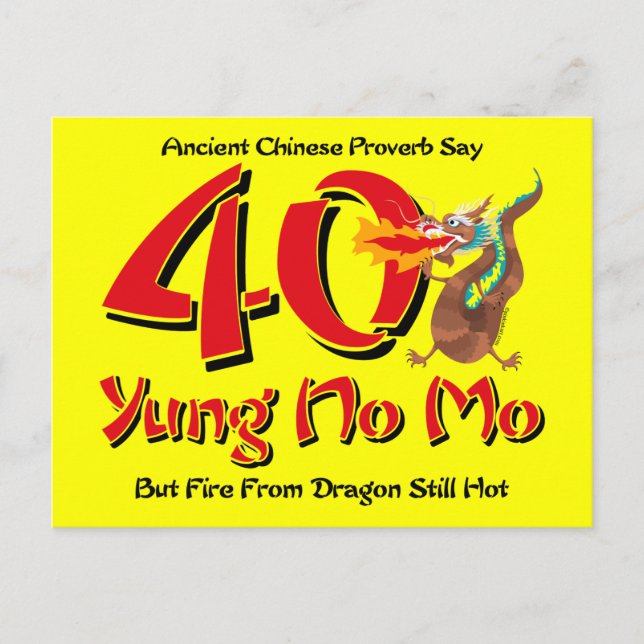 Invitación a postales de cumpleaños número 40 Yung (Anverso)