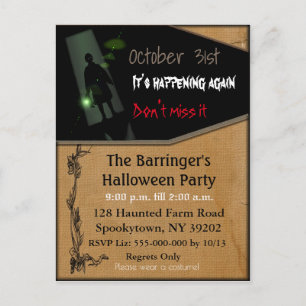Invitación a postales de Fun Halloween con fantasí