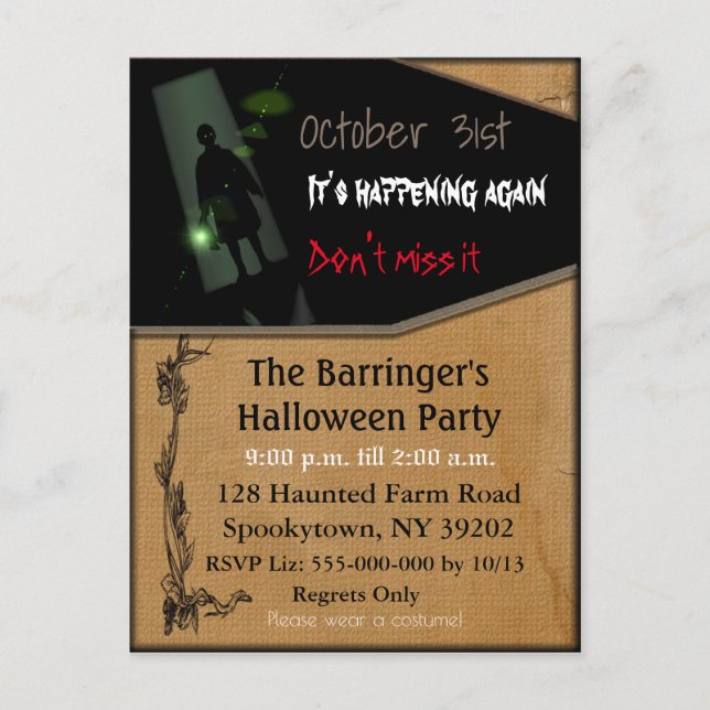 Invitación a postales de Fun Halloween con fantasí (Anverso)