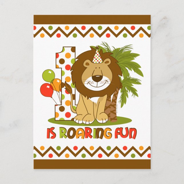 Invitación a postales de primer cumpleaños de León (Anverso)