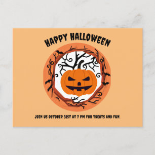 Invitación a postales de Scary Pumpkin Halloween