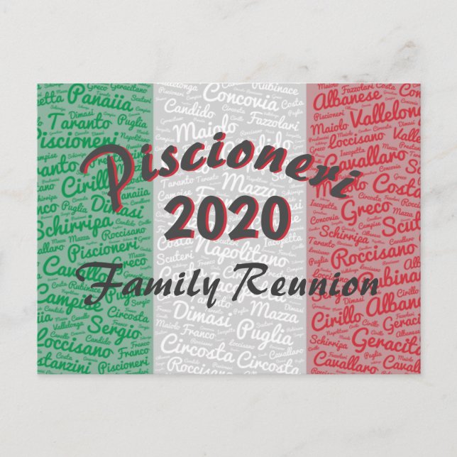 Invitación a postales para Reunión Familiar Italia (Anverso)