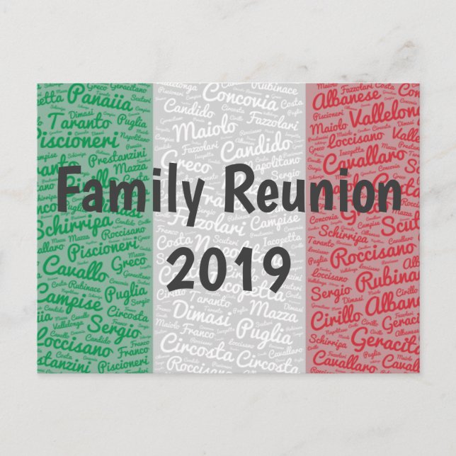 Invitación a postales para Reunión Familiar Italia (Anverso)
