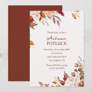 Invitación a Potluck de Otoño Aquarela Otoño
