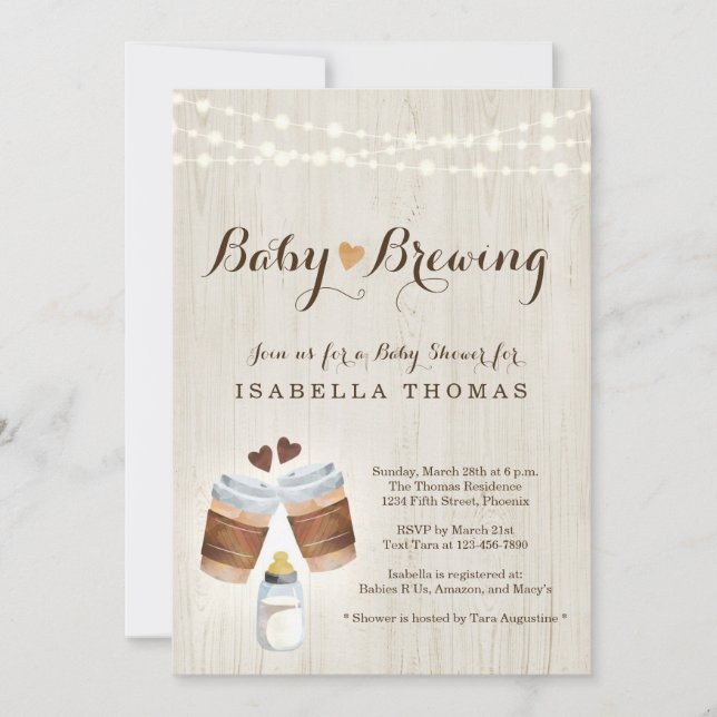 Invitación a preparar café o té para Baby Shower (Anverso)
