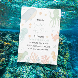 Invitación a primer cumpleaños bajo el mar