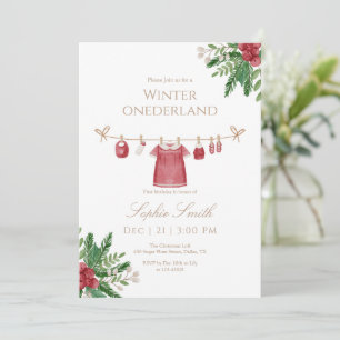 Invitación a primer cumpleaños de chica Winter One