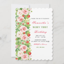 Invitación a primer cumpleaños de fresa