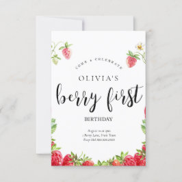 Invitación a primer cumpleaños de fresa