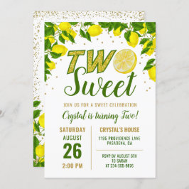 Invitación a primer cumpleaños de Green Lemon Two