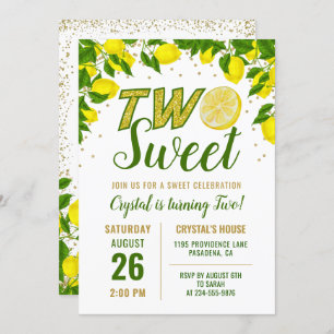 Invitación a primer cumpleaños de Green Lemon Two 