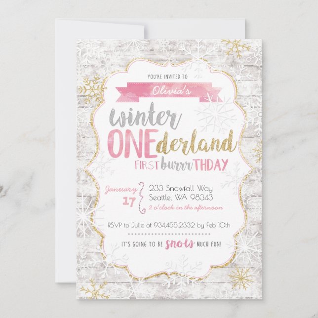 Invitación a primer cumpleaños de Onederland (Anverso)