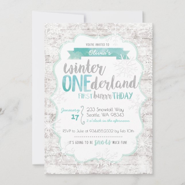 Invitación a primer cumpleaños de Onederland (Anverso)
