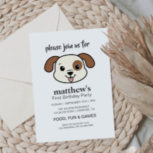 Invitación a primer cumpleaños de perro con cachor