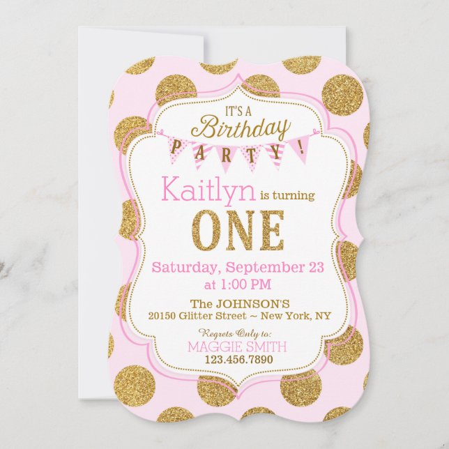 Invitación a primer cumpleaños de Sparkle, Purpuri (Anverso)