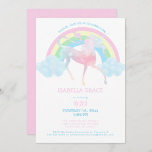 Invitación a primer cumpleaños de Unicorn Rainbow