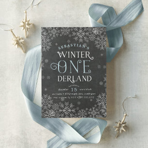 Invitación a primer cumpleaños de Winter Wonderlan