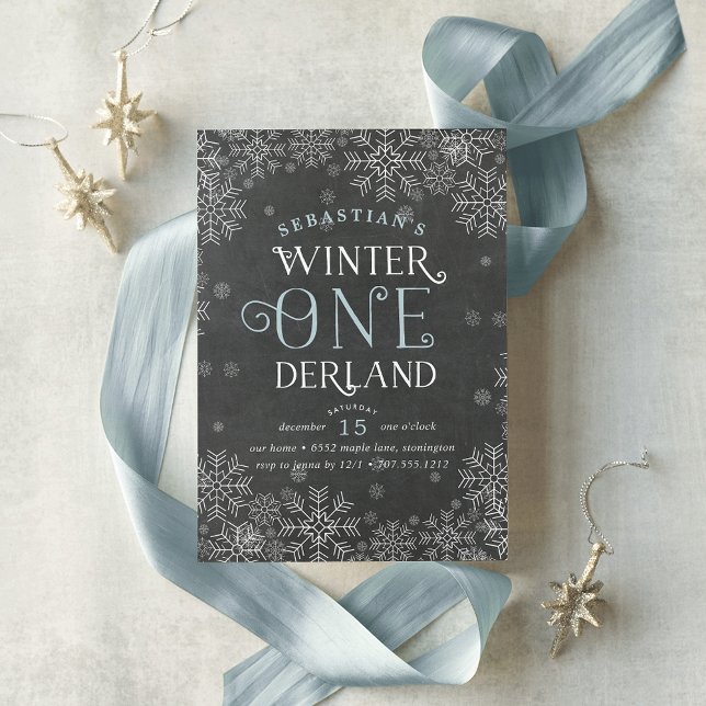 Invitación a primer cumpleaños de Winter Wonderlan (Subido por el creador)