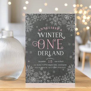 Invitación a primer cumpleaños de Winter Wonderlan