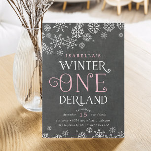 Invitación a primer cumpleaños de Winter Wonderlan