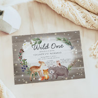 Invitación a primer cumpleaños de Woodland Forest 