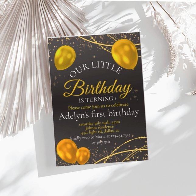 Invitación a "Primer cumpleaños del bebé de oro y  (Subido por el creador)