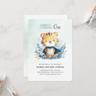 Invitación a primer cumpleaños del tigre de safari