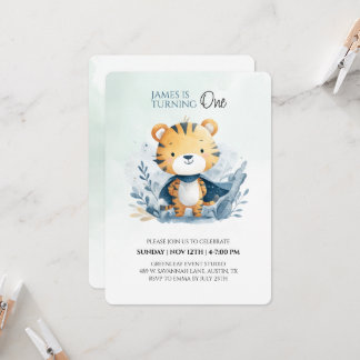 Invitación a primer cumpleaños del tigre de safari