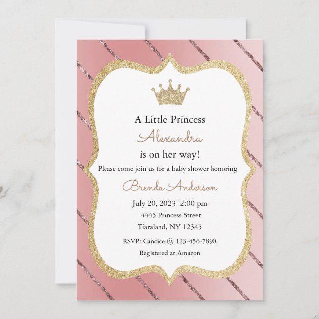 Invitación a Princesa, Invitación a Baby Shower Ch (Anverso)