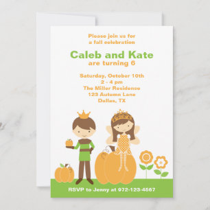 Invitación a príncipe otoño y princesa de hadas