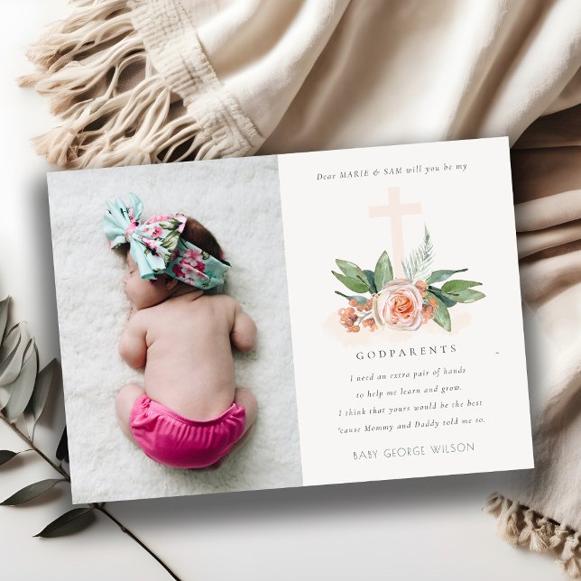 Invitación a propuesta de Peach Rosa Floral Photo  (Subido por el creador)
