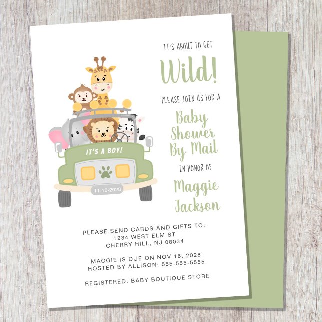 Invitación A Punto De Conseguir Safari Salvaje Baby Shower Po (Subido por el creador)