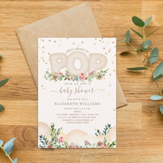 Invitación A punto de explotar globos neutros florales (Subido por el creador)