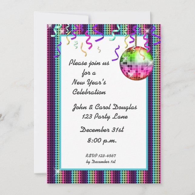 Invitación a puntos de bola disco (Anverso)