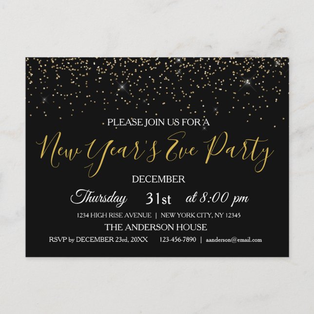 Invitación a Purpurina de Año Nuevo 2022 Fiesta Sp (Anverso)
