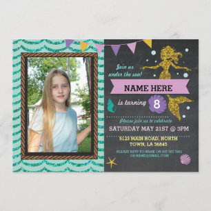 Invitación a Purpurina de oro por fiesta de cumple